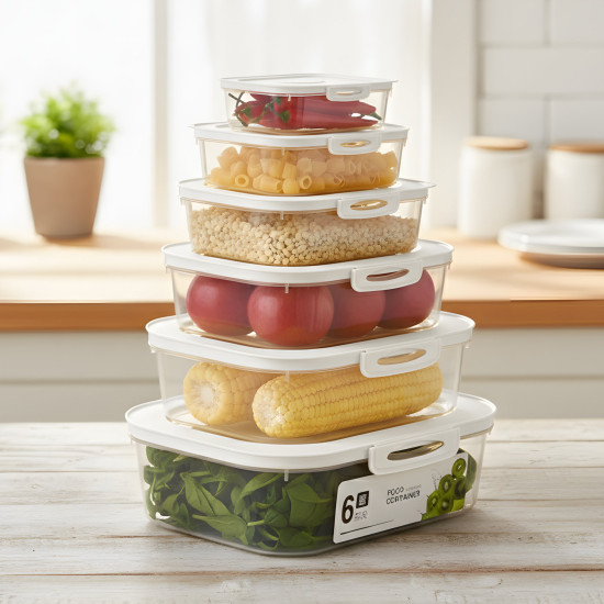 Plastic Food Container - 6 Pcs